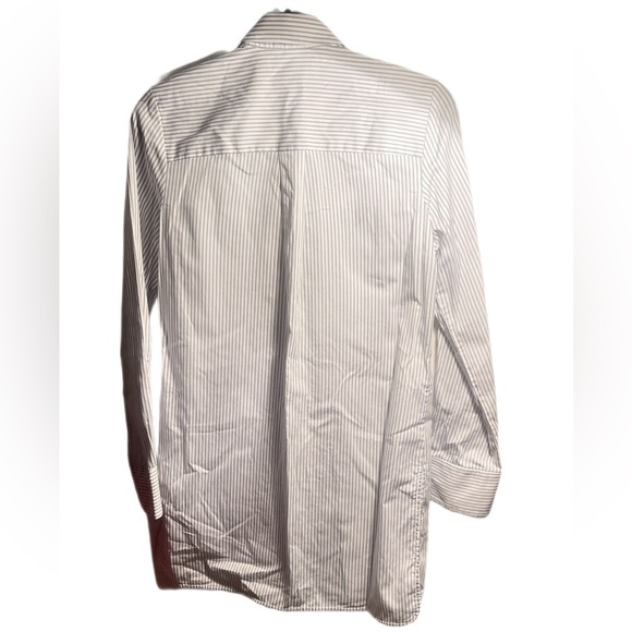Contemporaine Simons grey striped boyfriend fit button down long sleeve shirt XS - Picture 3 of 5